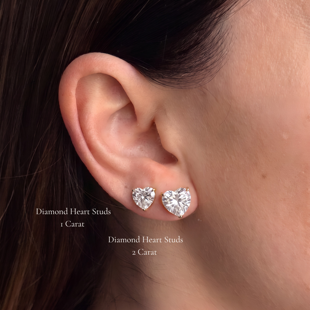 Diamond Heart Studs 2 Carat