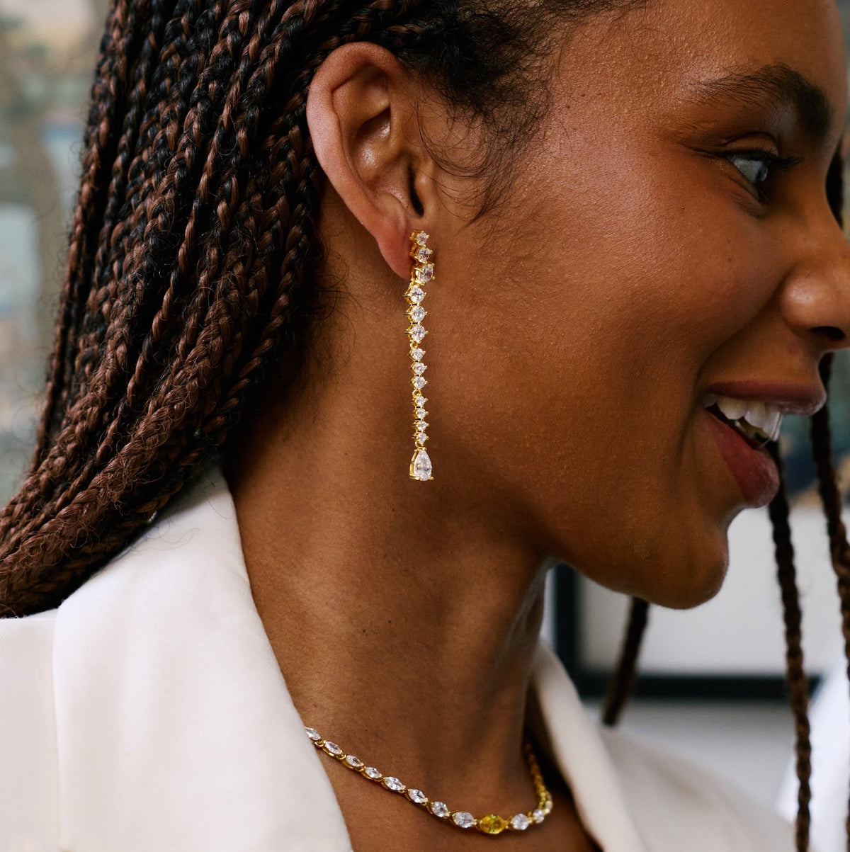 Double Take Tennis Diamond Drop Earrings