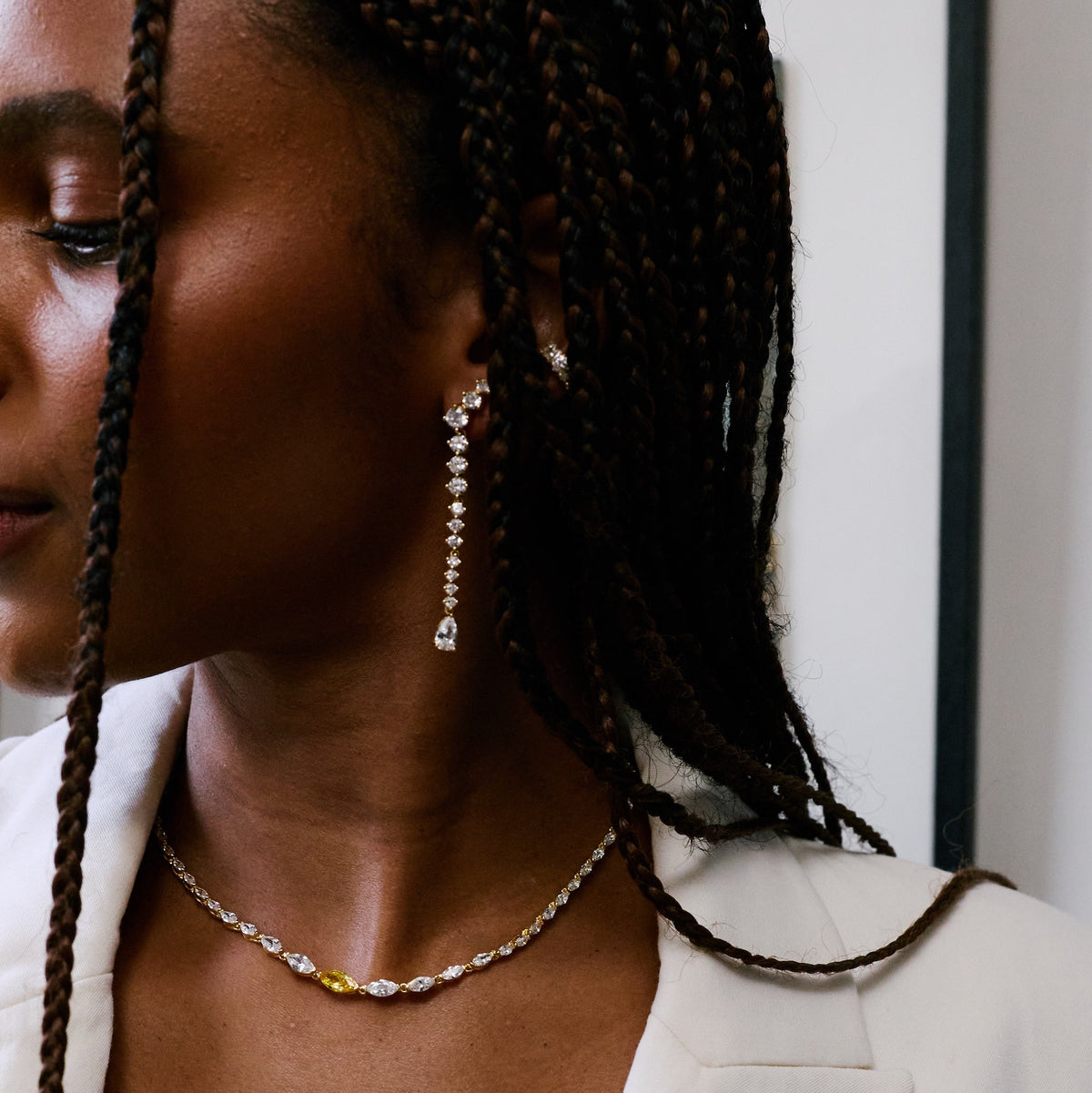 Double Take Tennis Diamond Drop Earrings