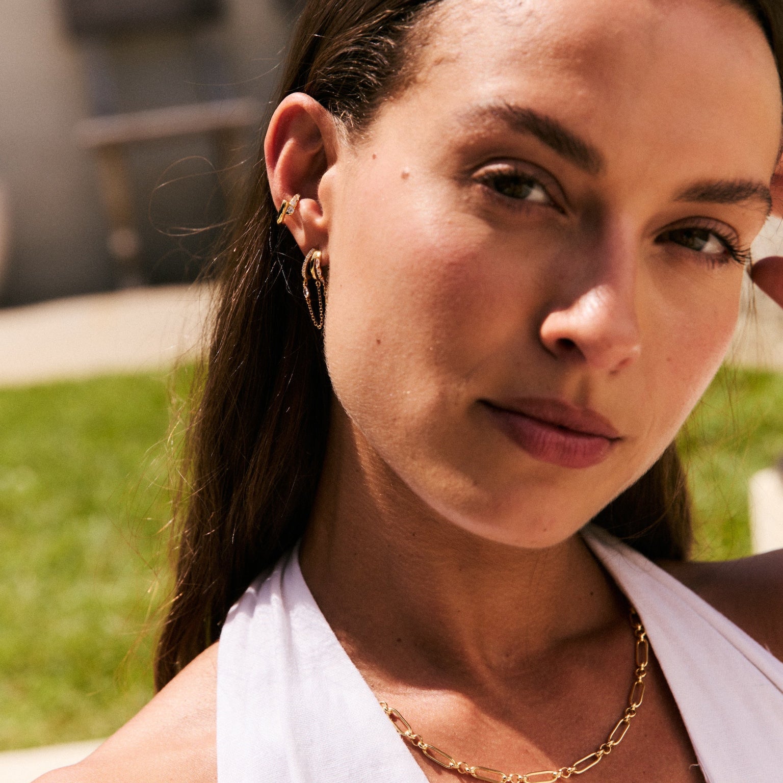 Draped Chain Illusion Earrings