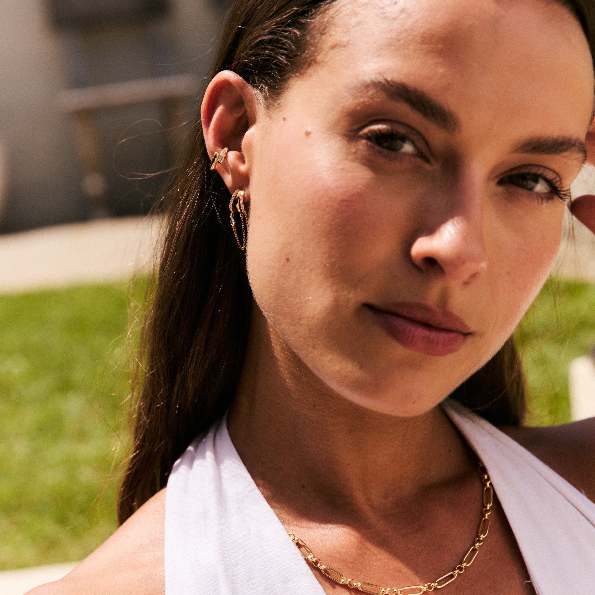 Draped Chain Illusion Earrings