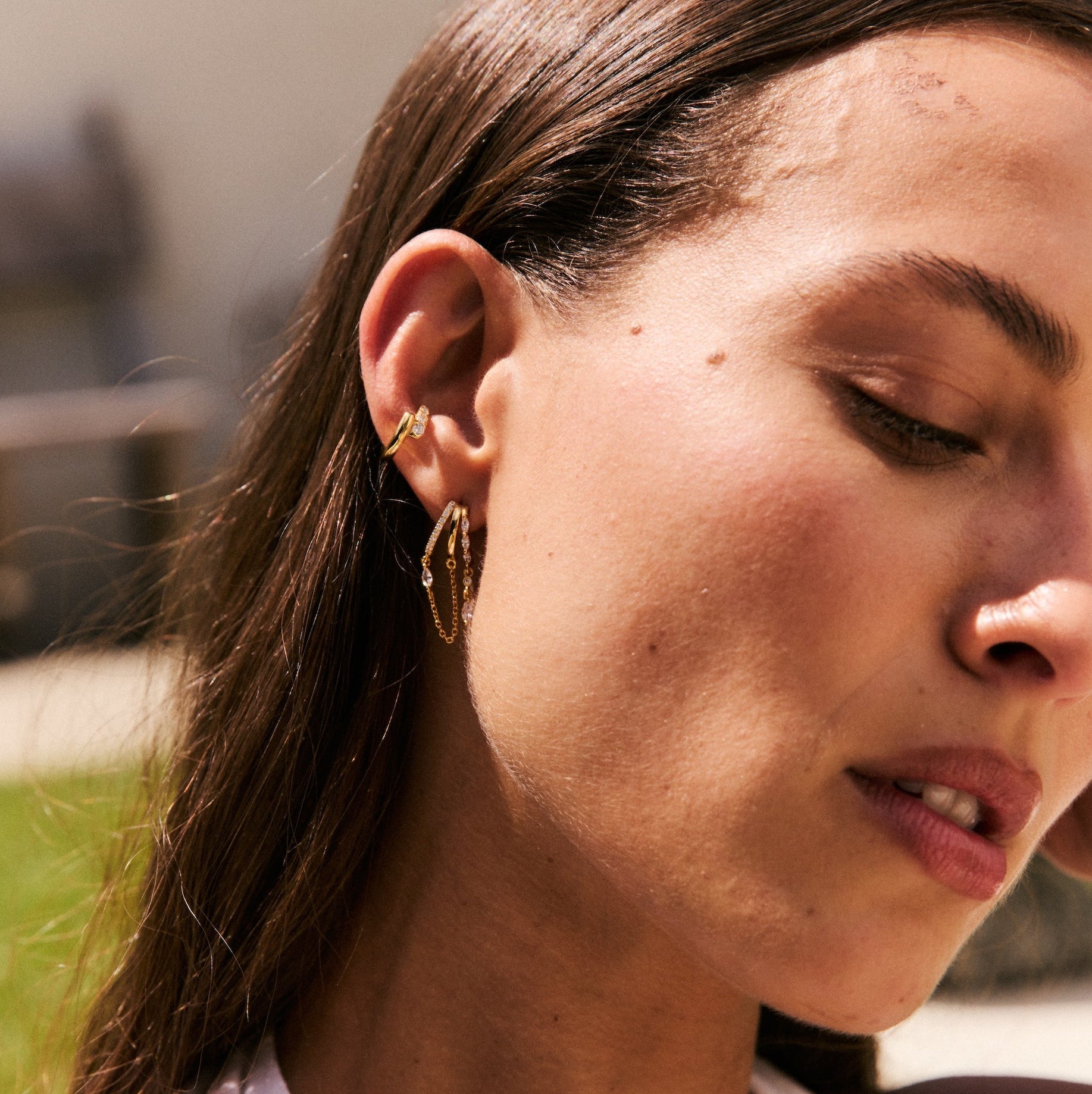 Draped Chain Illusion Earrings