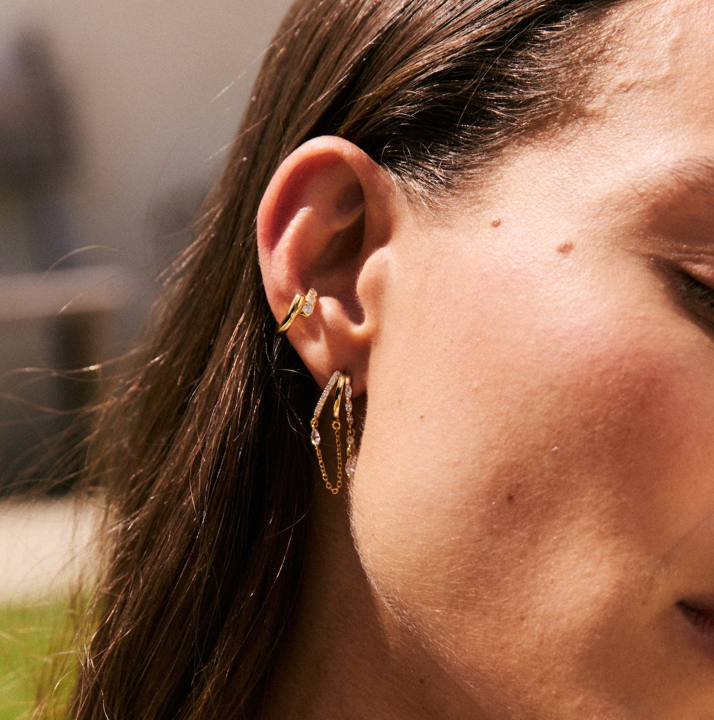 Draped Chain Illusion Earrings