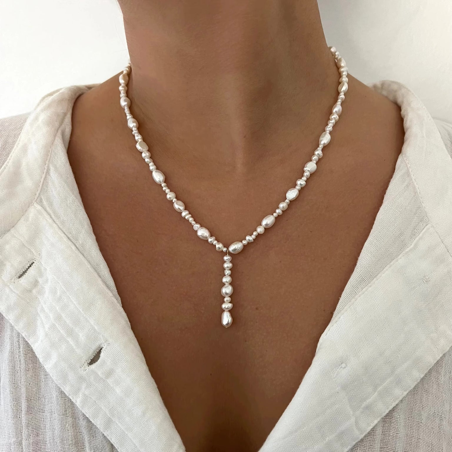 Luna Drop Pearl Necklace