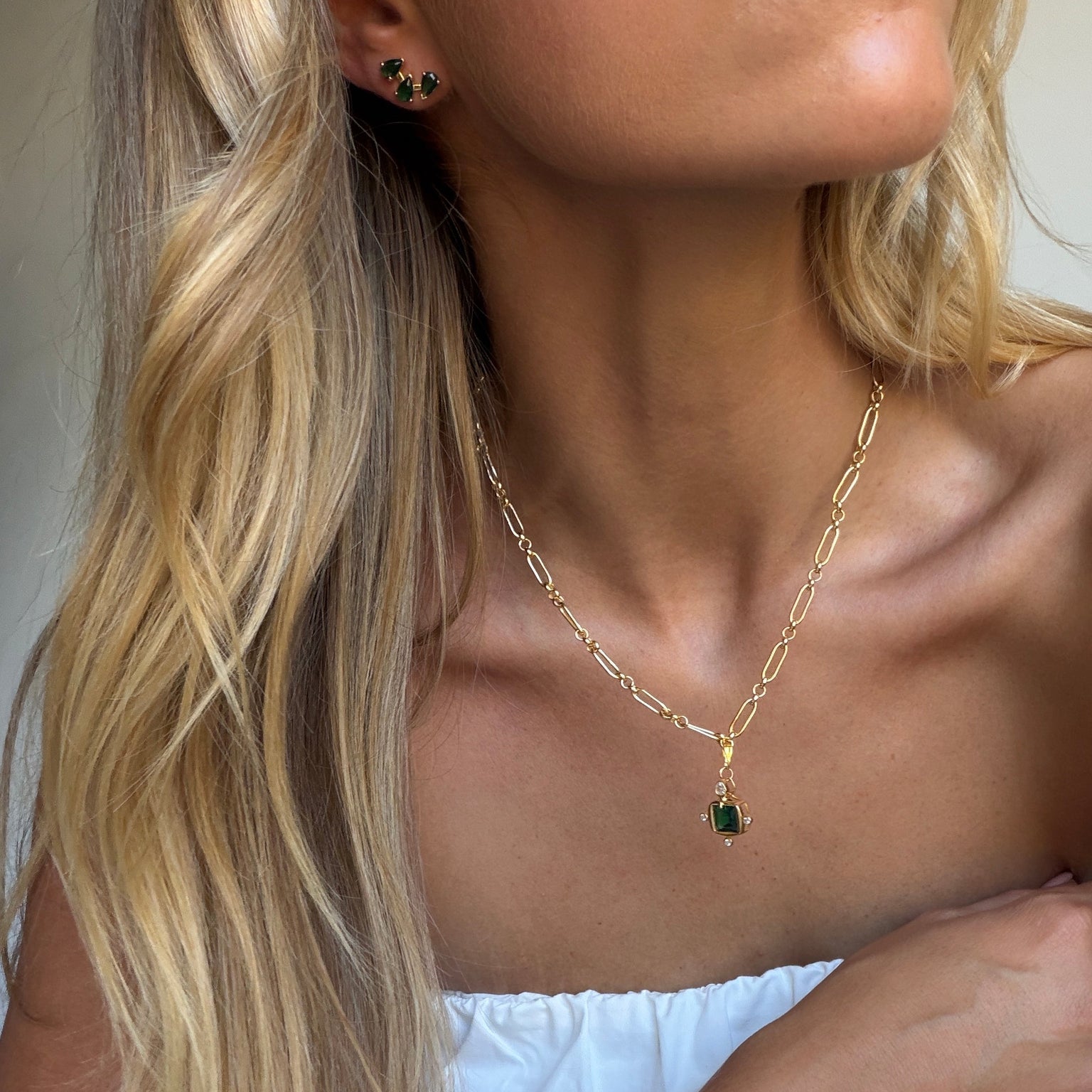 Emerald Nomad Pendant & Necklace Set