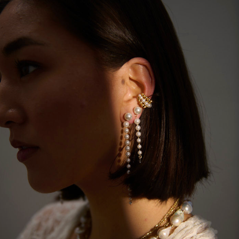 Pearl Cascade Pierceless Cuff