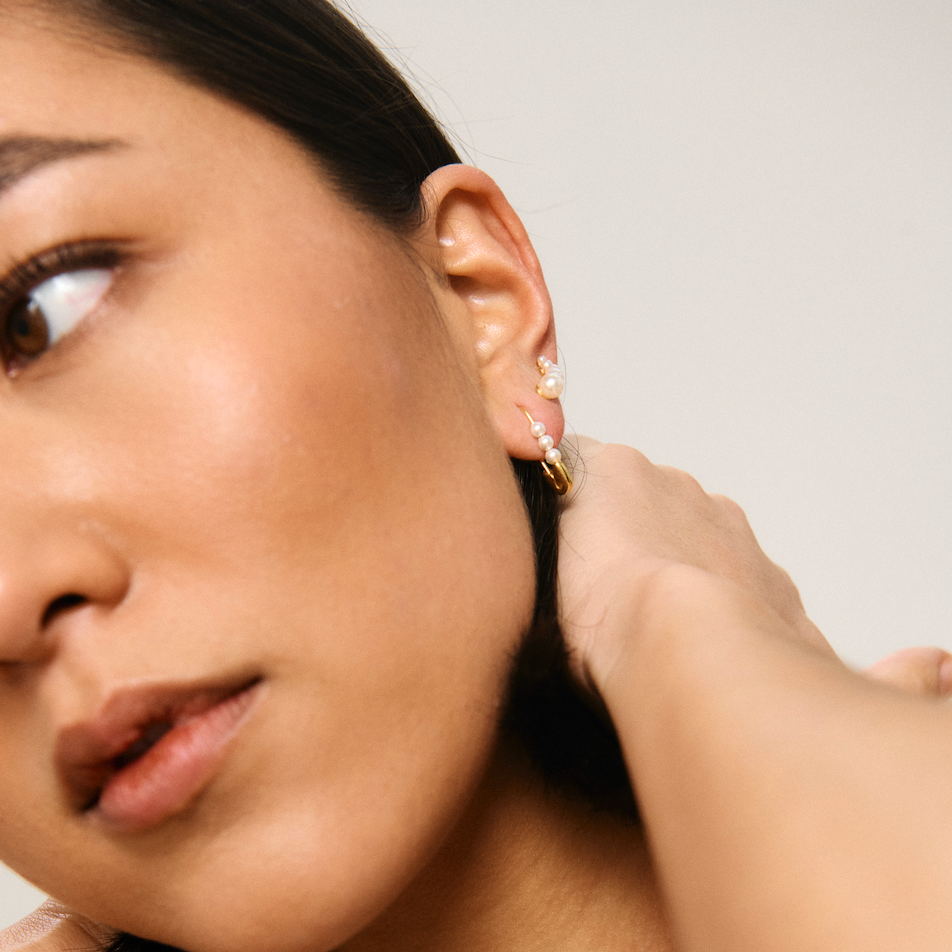 Harper Pearl Safety Pin Earrings
