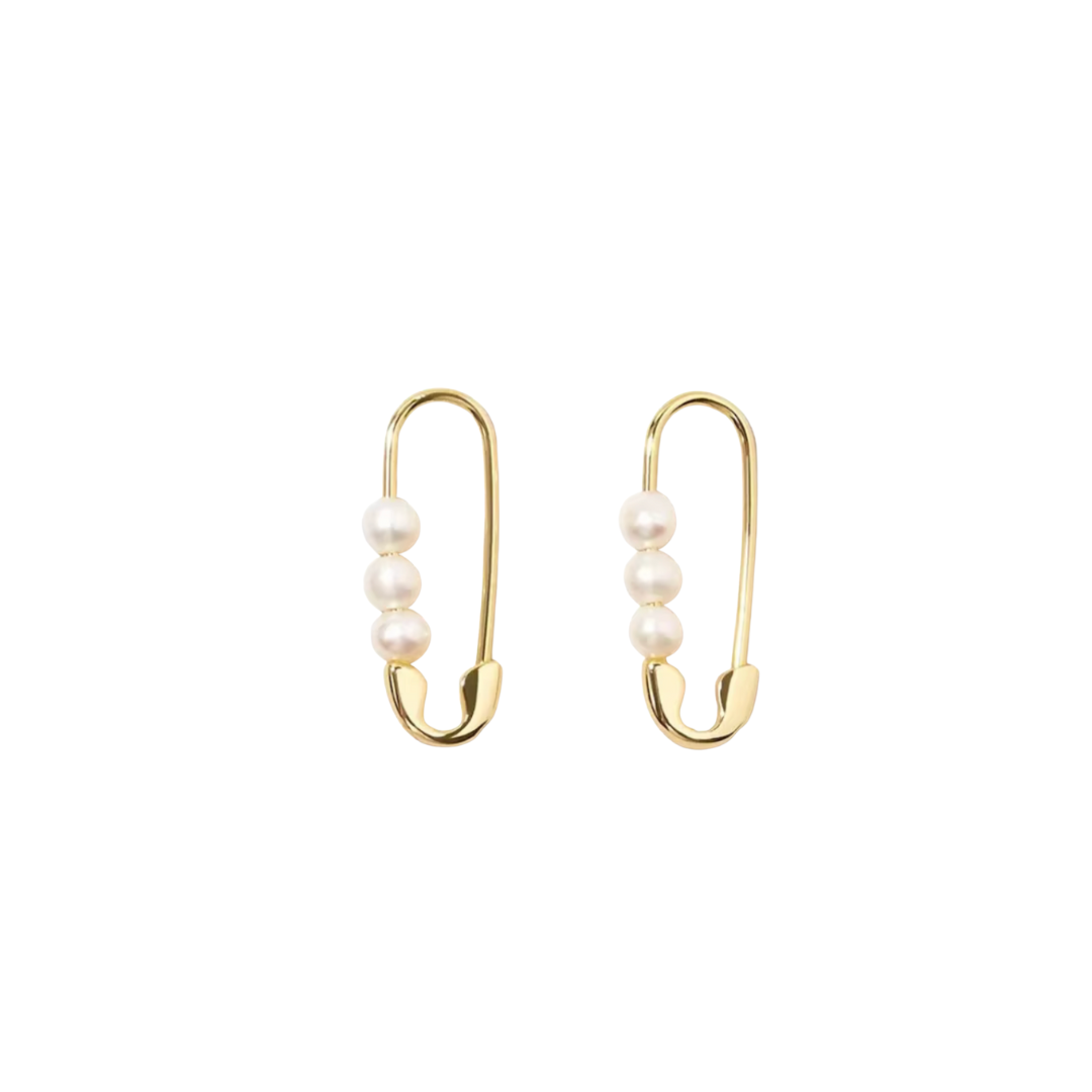 Harper Pearl Safety Pin Earrings