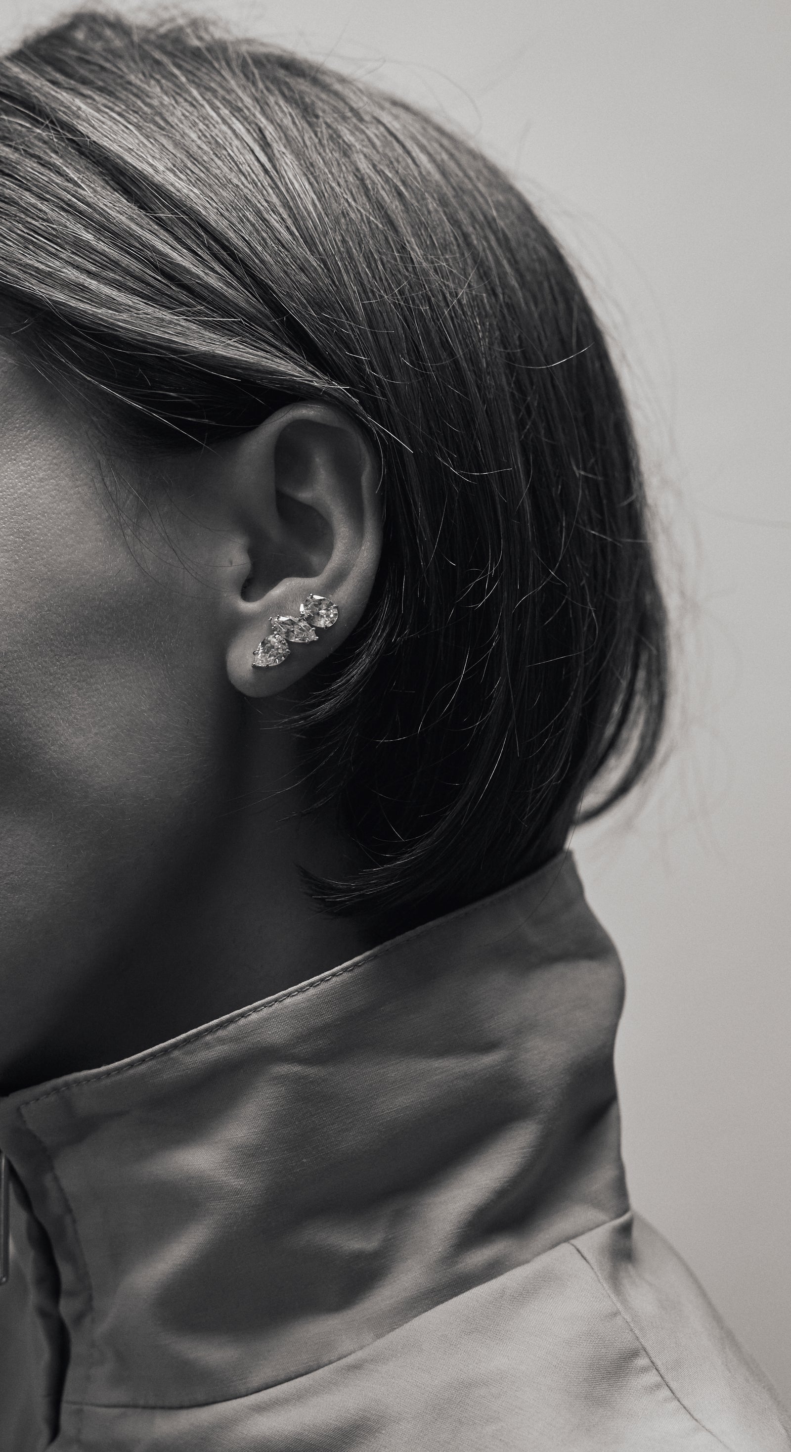 Model ear close-up