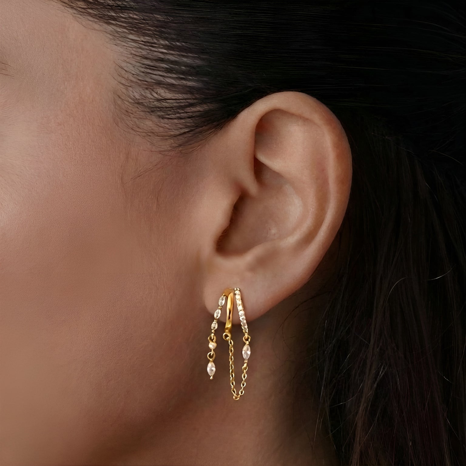 Draped Chain Illusion Earrings