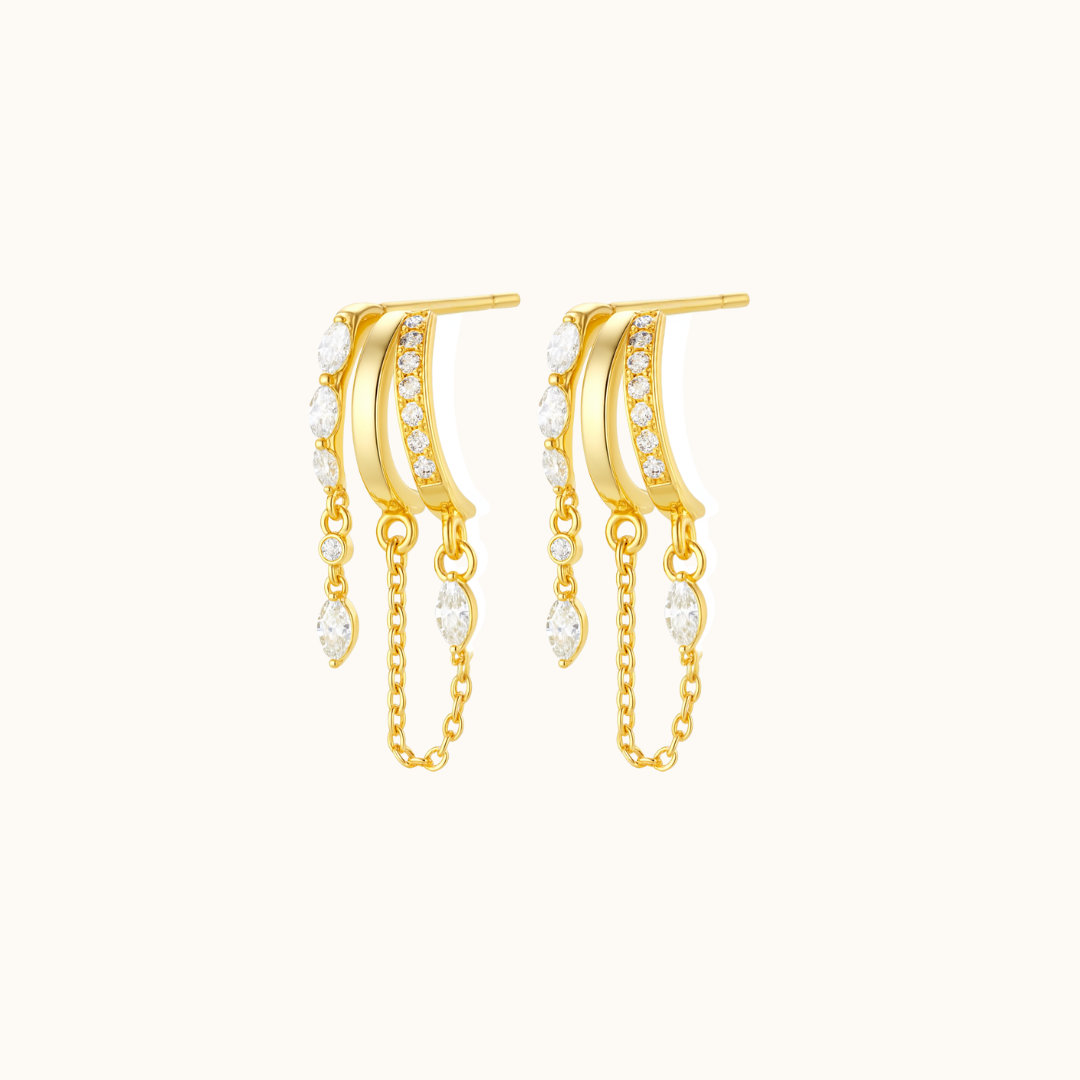 Draped Chain Illusion Earrings