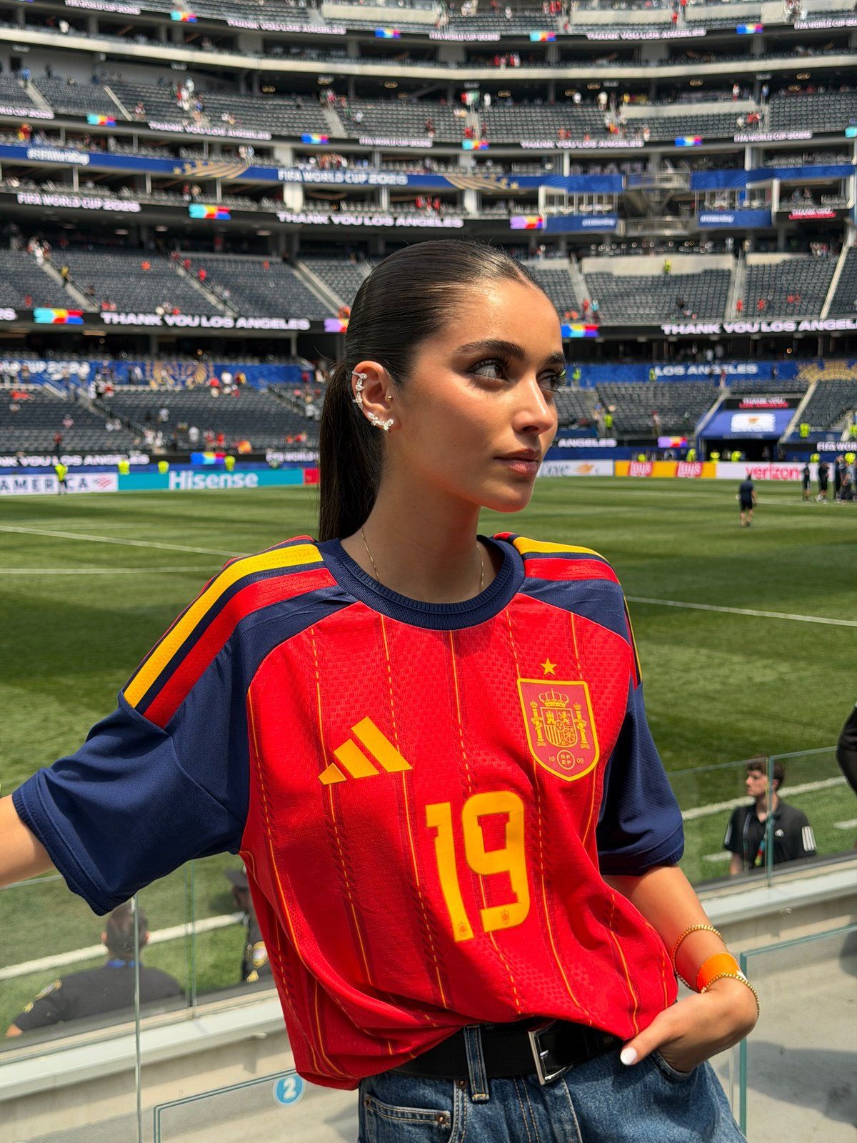 Inés García’s ear stack — diamond ear cuff, climber and stud