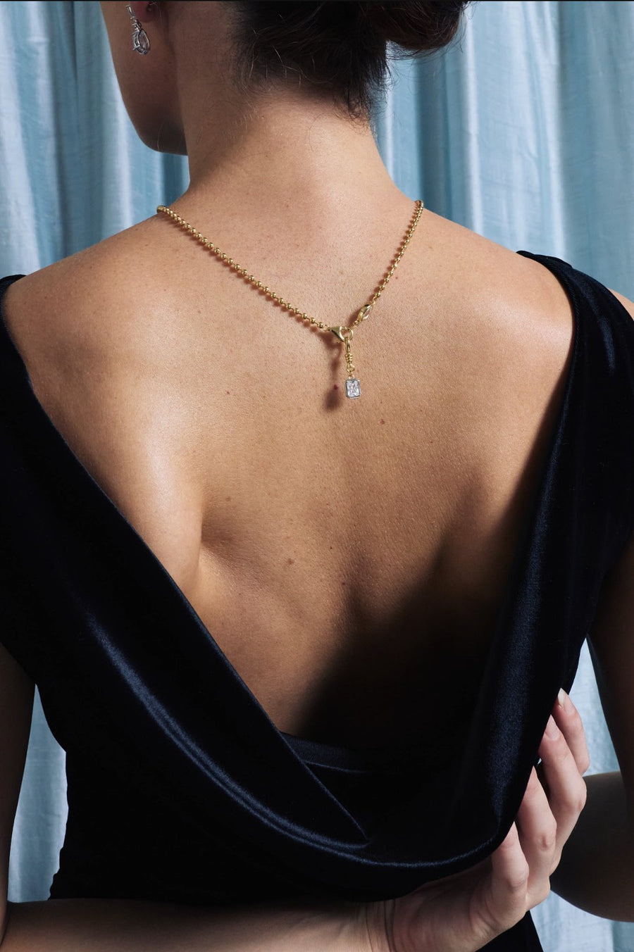 The necklace, worn